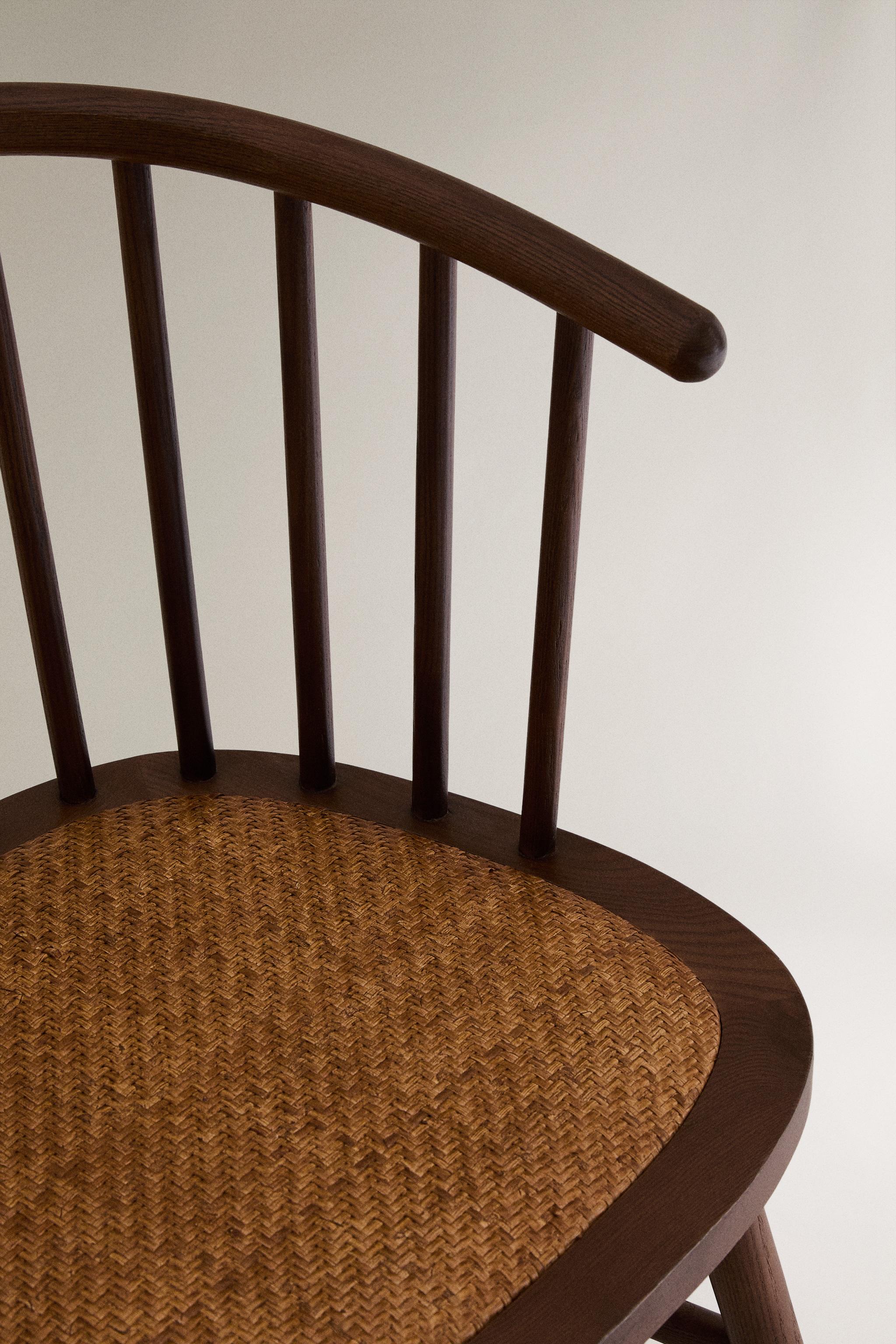 ASH WOOD AND RATTAN CHAIR